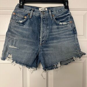 AGOLDE Women's Distressed Dee Denim Shorts - Blue